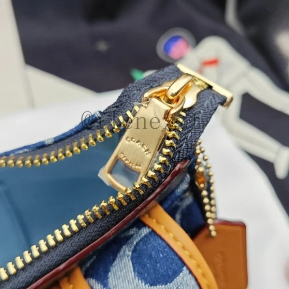 Coach Navy and Tan Shoulder Bag